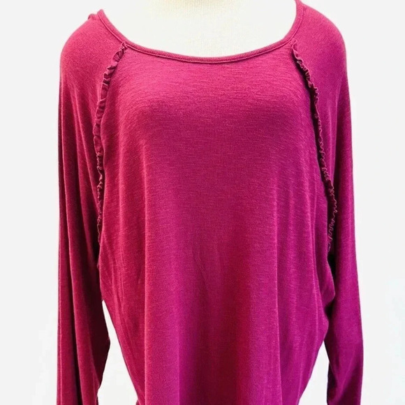 NWT LAUREN CONRAD Women Long Sleeve Pullover Round Neck Red Shirt Plus Size XXL - Picture 1 of 12